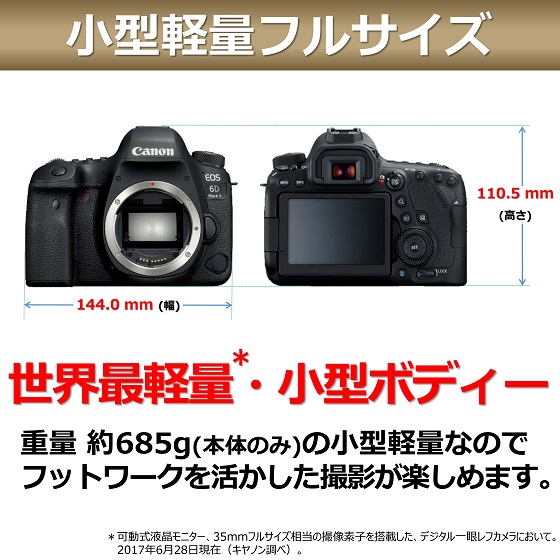 【販売終了】EOS 6D Mark II・EF24-70 F4L IS USM レンズキット:一眼レフカメラ 通販｜キヤノンオンラインショップ