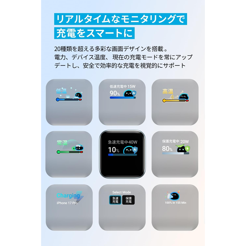 Anker USB急速充電器 Nano Charger (45W Display スイングプラグ