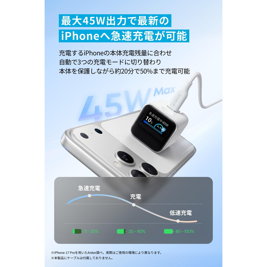 Anker USB急速充電器 Nano Charger (45W Display スイングプラグ