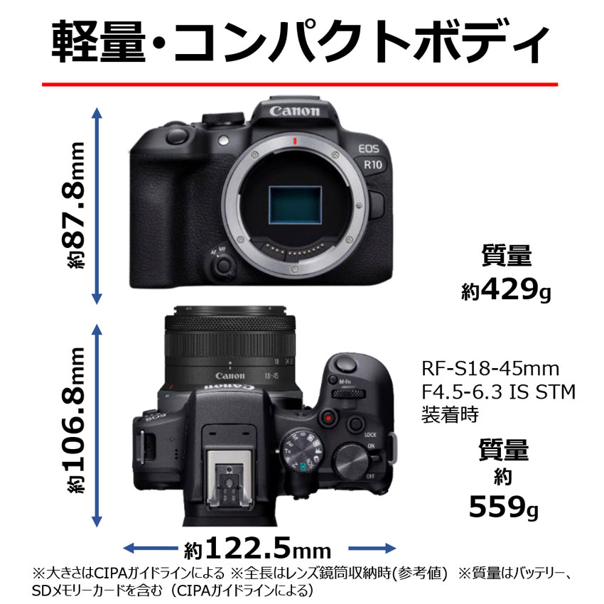 EOS R10・RF-S18-45 IS STM レンズキット 購入 | ミラーレスカメラ 