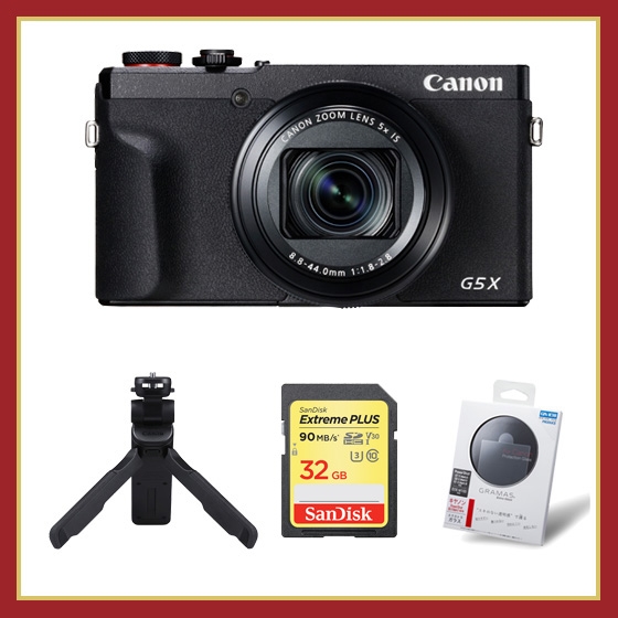 販売終了】PowerShot G5 X Mark II+SDｶｰﾄﾞ+ﾄﾗｲﾎﾟｯﾄﾞｸﾞﾘｯﾌﾟ+液晶保護 