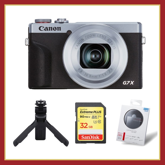 販売終了】PowerShot G7 X Mark III(ｼﾙﾊﾞｰ)+SDｶｰﾄﾞ+ﾄﾗｲﾎﾟｯﾄﾞｸﾞﾘｯﾌﾟ+ 